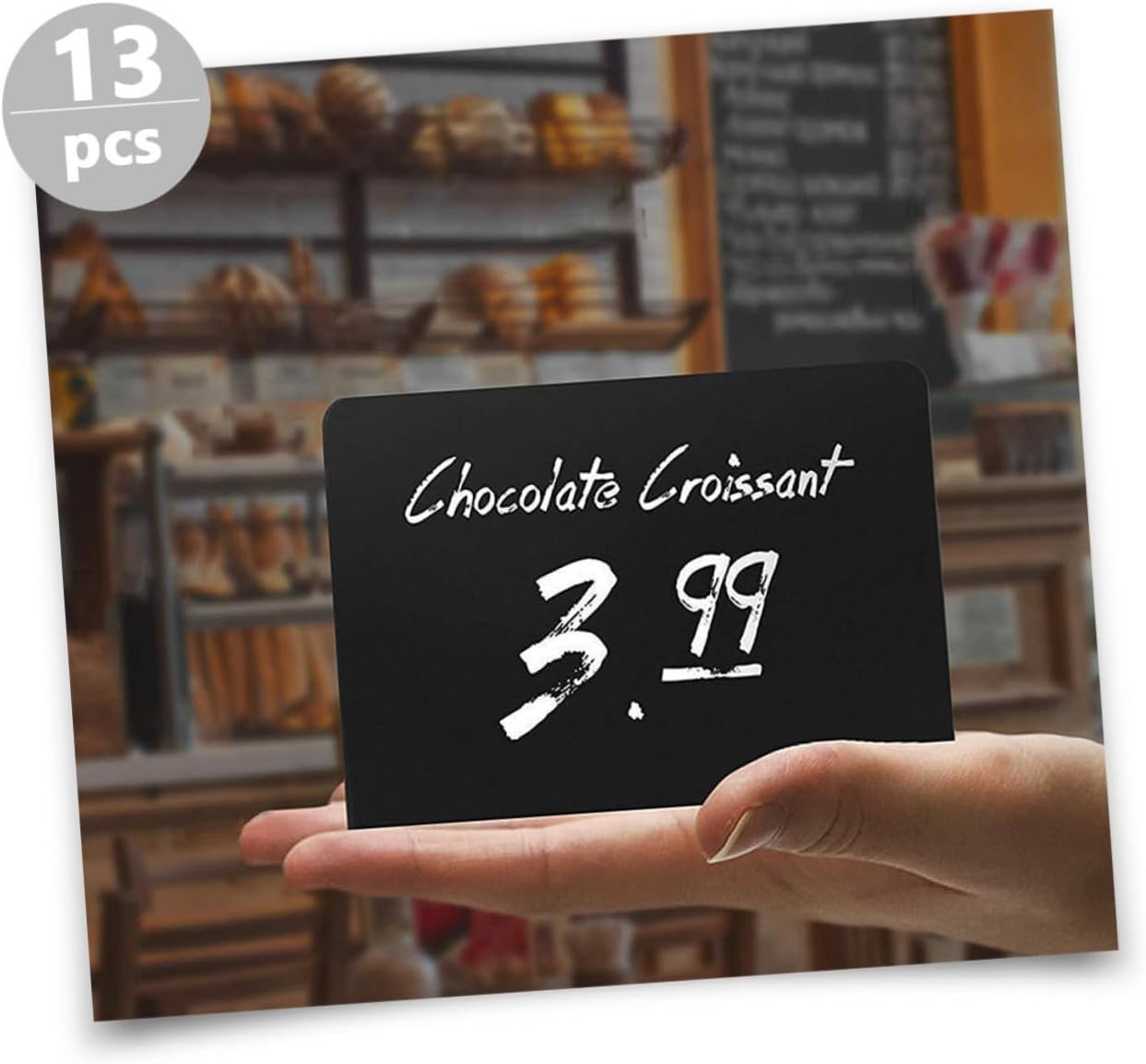 SEWACC Small Acrylic Chalkboard Sign, Black Memo Board for Party and Home Decor, 12pcs with Erasable Surface and Included Chalk Pen, Table Display for Wedding and Countertop Decoration