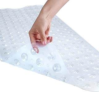 Generic IMY 689 Large Bath Mat for Safety l Non Slip with Suction Cups Durable Shower in Soft Rubber, Anti Mold and Bacteria Ideal Bathtub Mats, white, IMY-689