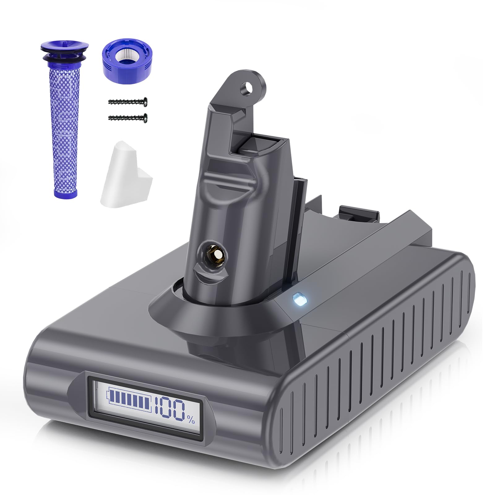 Replacement Battery for Dyson V6, Upgraded LCD Display for Dyson V6 Battery