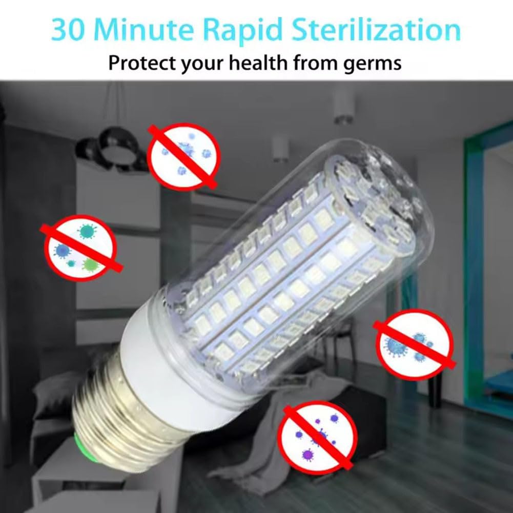Generico Lampadina UVC da 10 W, Lampada germicida Disinfezione UV Lampade di sterilizzazione LED a Luce Ultravioletta Mais E27 110 V / 220 V per la casa dell'ufficio Scolastico,220v