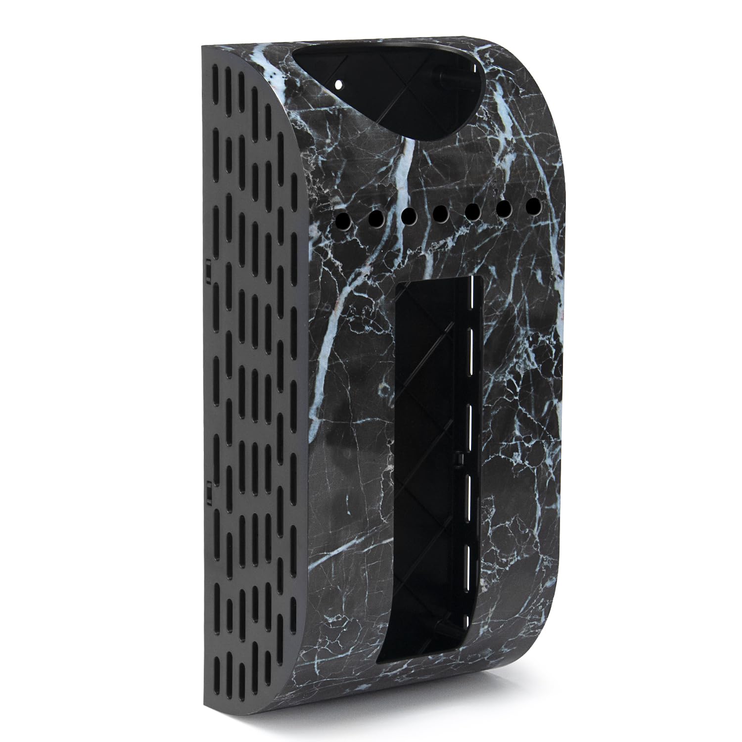 Black Plastic Bag Holder, Wall Mounted Grocery Bag Dispenser (Marble-Look)