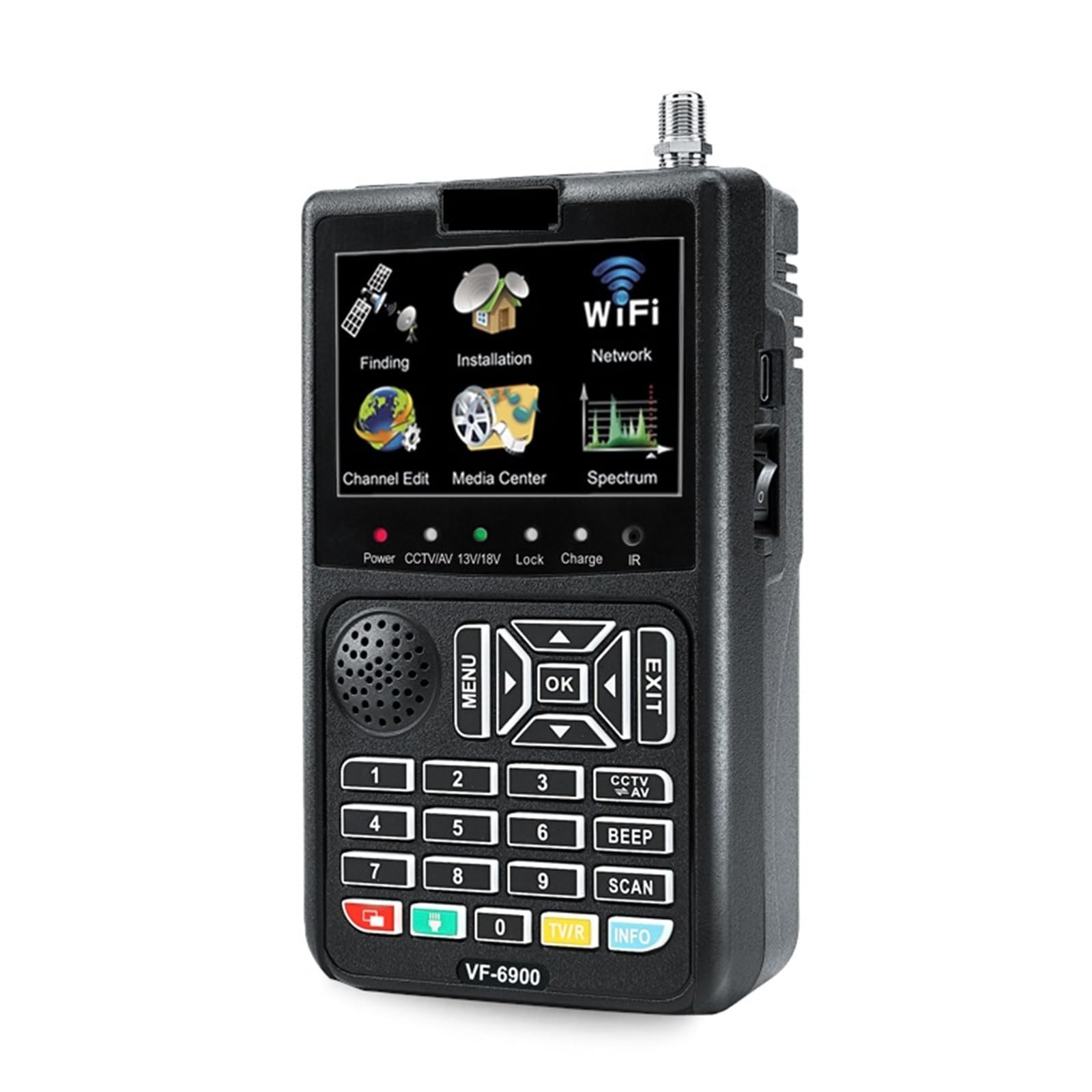 VF-6900 HD Digitaler Satellitenfinder mit 8,9 cm (3,5 Zoll) TFT-LCD-Bildschirm, DVB-S/S2, MPEG2/MPEG4, Live-Video-Programm, Unterstützung für Fehlerbehebung (VF-6900 NO CCTV)