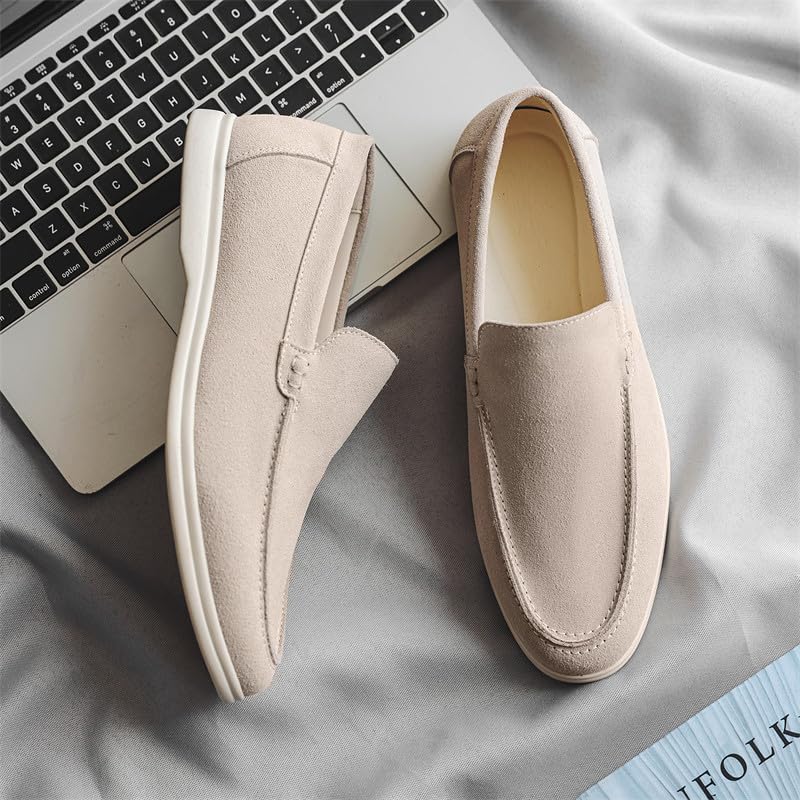 Santimon Men's Suede Loafers Slip-On Casual Shoes Soft Flat Sole Comfortable Driving Office Shoe3