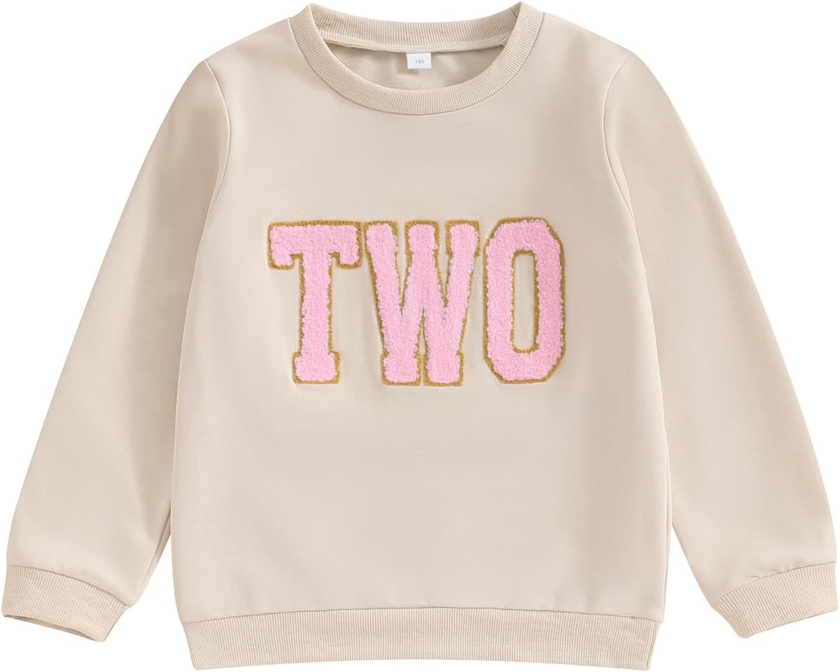 Toddler Baby Girl Boy Birthday Outfit One/Two/Three/Four/Five/Six Embroidery Sweatshirt Shirts Birthday Gift