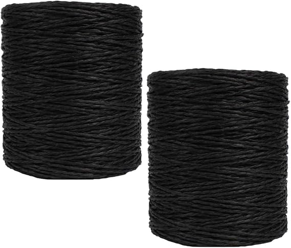 2 Pack of Natural Cotton Line Rayon Raffia Yarn Cotton Raffia Rope for Summer Sun Straw Hat Beach Bag DIY Hand Knitting Handbag 560-600 Meters/612-656 Yards