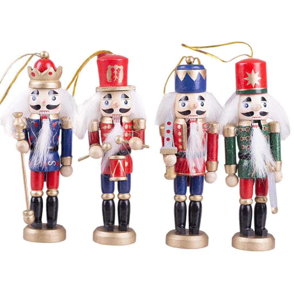 4X Wooden Nut-Cracker Doll Toys Soldier Gift Christmas Ornaments Party Decor | Holiday & Seasonal | Christmas: Current (1991-Now) | Nutcrackers