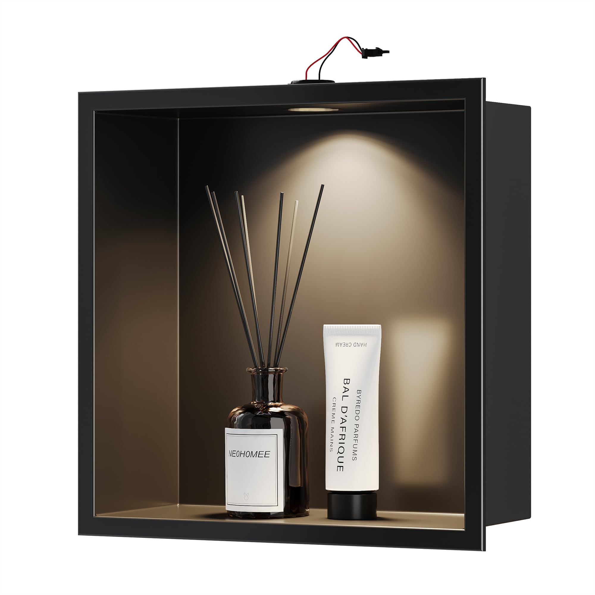 Niche de douche lumineuse LED encastrable pour rangement de salle de bain zen