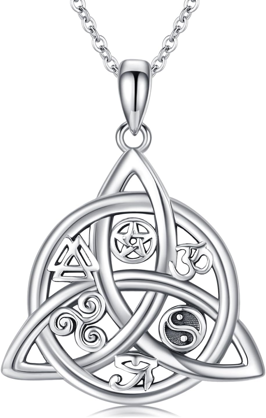 JUSTKIDSTOY Witch Necklace for Women 925 Sterling Silver Witches Knot/Pentagram Pendant Necklaces Witch Jewelry Halloween Birthday Gift for Girlfriend Mother