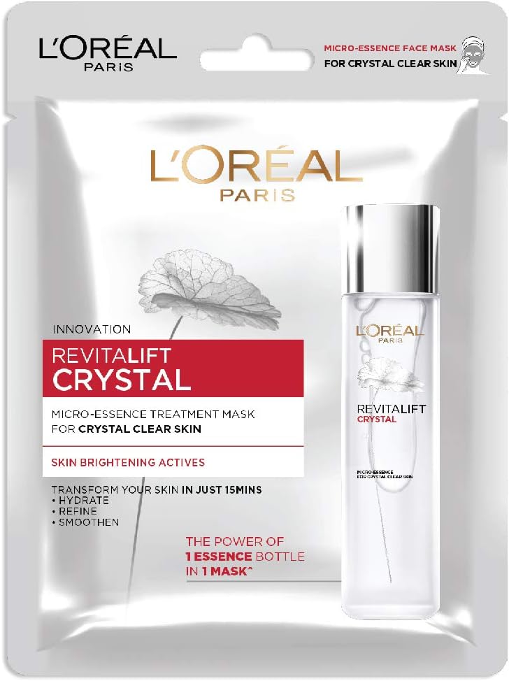 L'Orรฉal Paris Revitalift Crystal Micro-Essence Sheet Mask, Face Treatment, Crystal-clear Skin, 25g