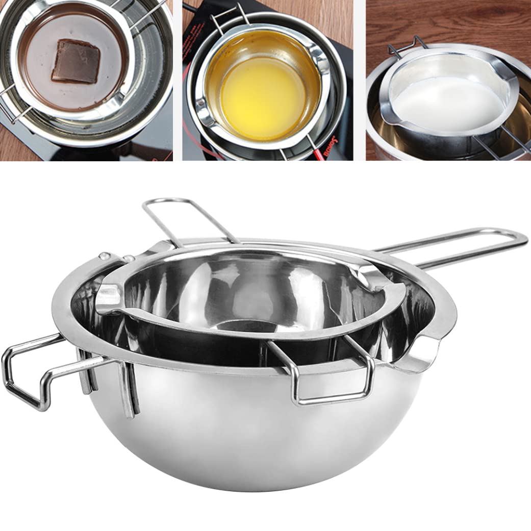 Doppelkessel Hitze Schmelztiegel Edelstahl für Schokoladenbutterkäse Karamell Süßigkeit Wachs 1000 ml 400 ml 2pcs Doppelkessel