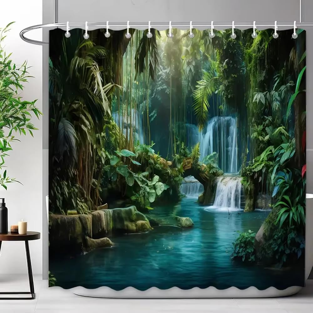 Rideau de douche 160 x 220 anti-éclaboussures grand format polyester cascade
