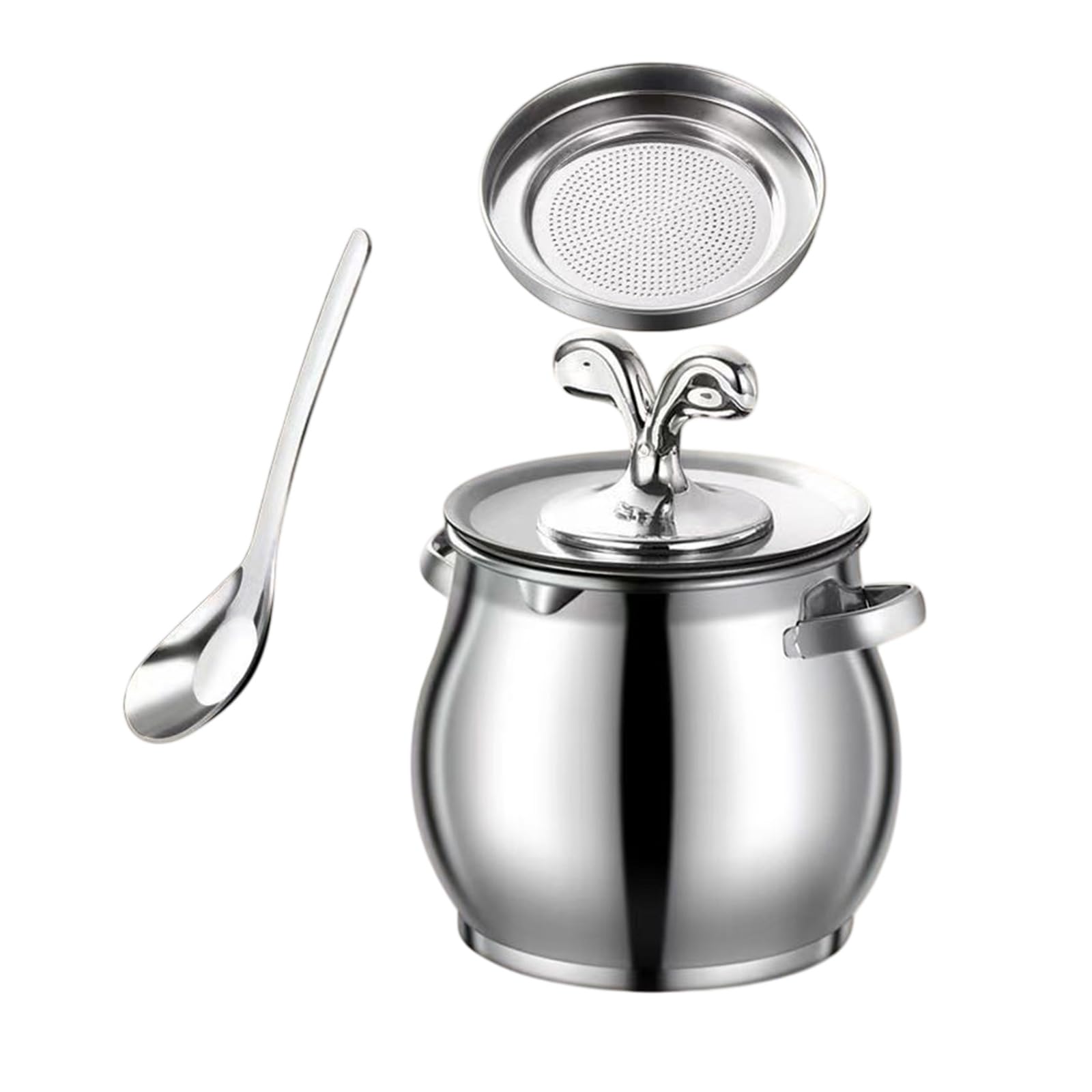 yanzunlrn Sturdy Stainless Steel Grease Jar Featuring Heatproof Designs and Double Handles High Temperature Oil Storage Can