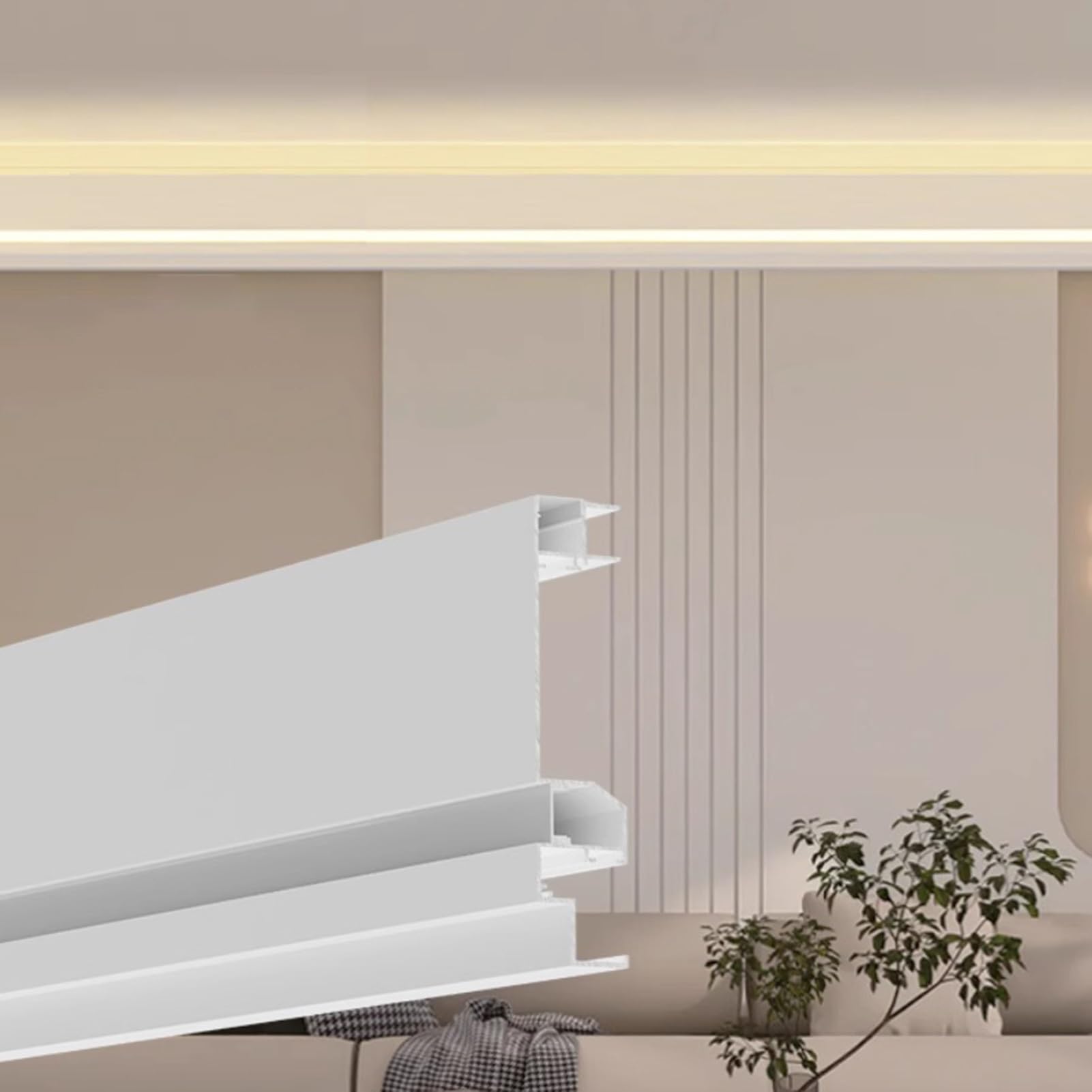 Rodapies de aluminio sin tira LED para solucionar sombras duras y renovar techos antiguos