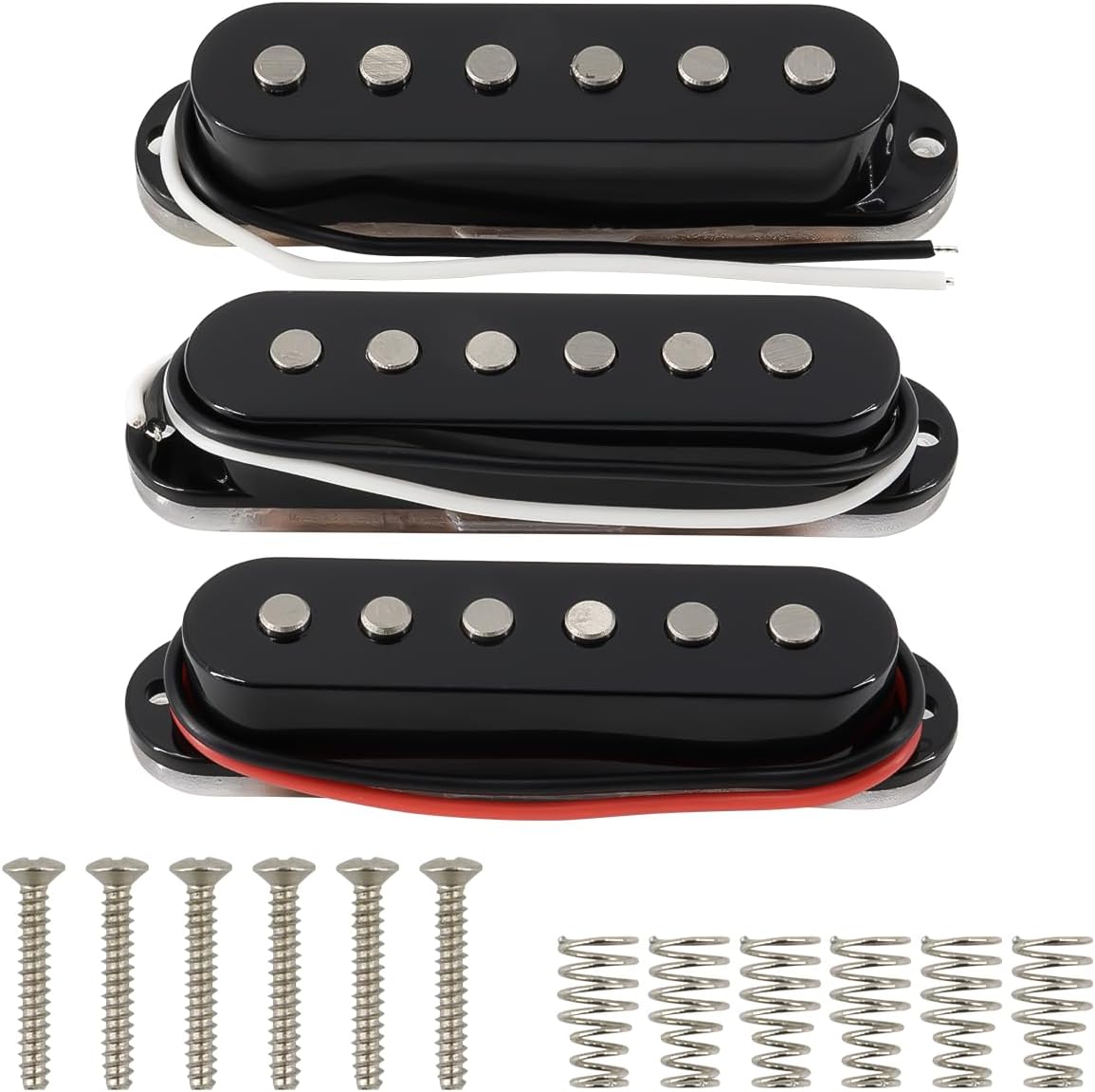 Alnico 5 Strat Pickup Single Coil Pickups Set SSS for Stratocaster Electric Guitar Replacement Part (Black)