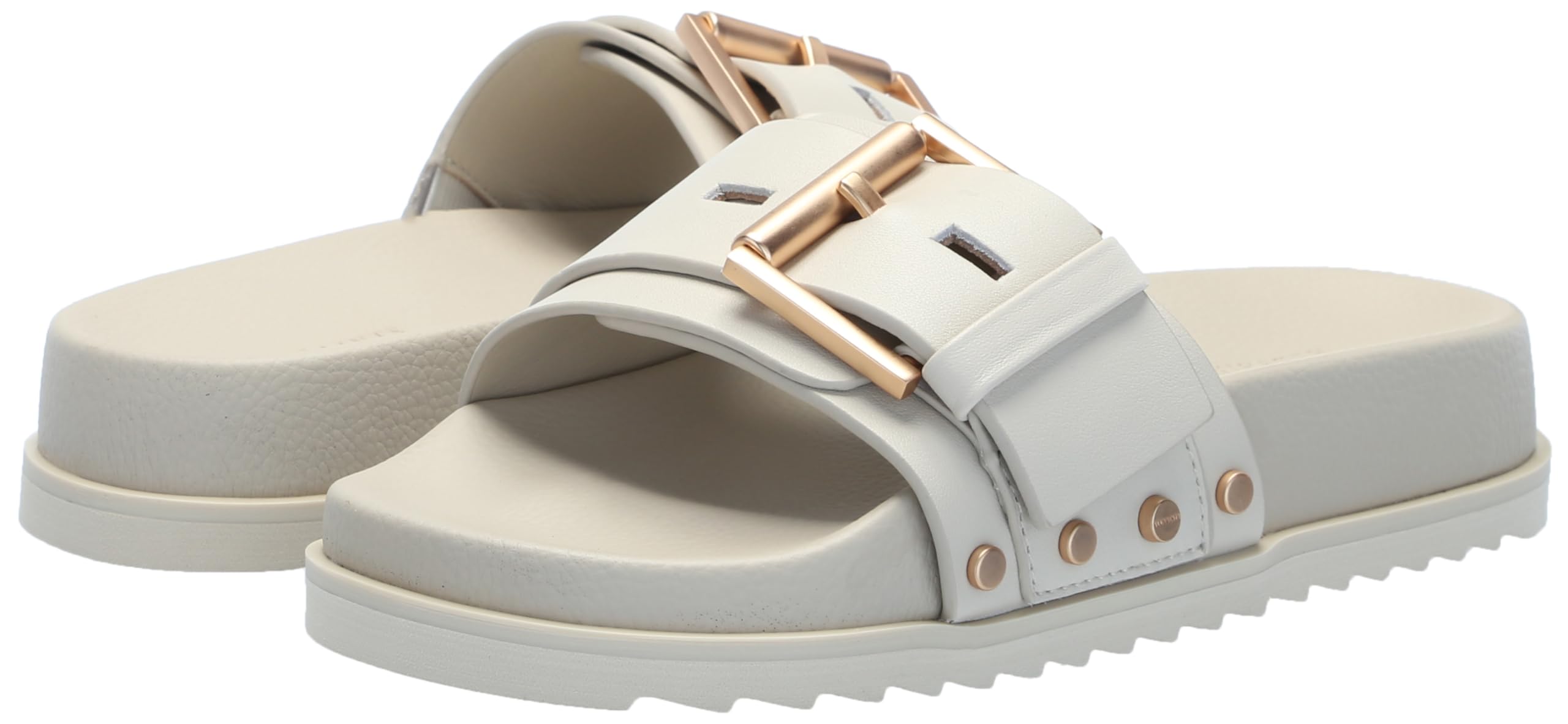 Allsaints Womens Ellie Stud Slider Slide Sandal Parchment White