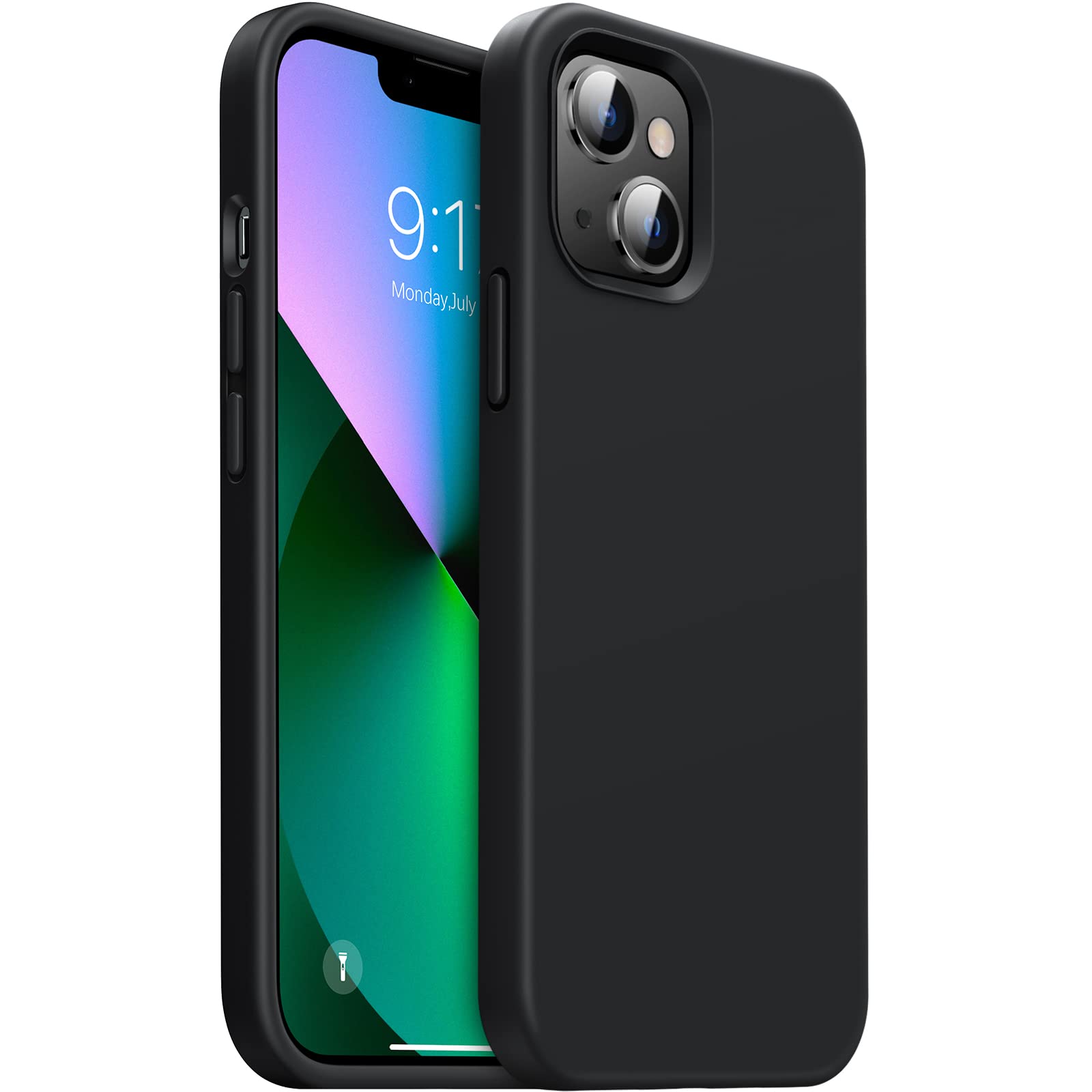Photo 1 of 2 pack OuXul iPhone 13 Silicone Case, for iPhone 14 Case [Military Grade Drop Protection] Black