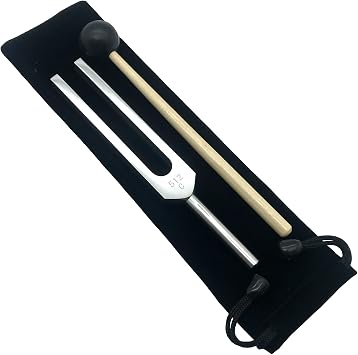 512C Hz Medical-Grade Tuning Fork with Silicone Hammer and Storage Bag, Aluminum Alloy Professional Instrument for DNA Repair Healing Tuning Forks Sound Healing Fork 512C Hz, Silver