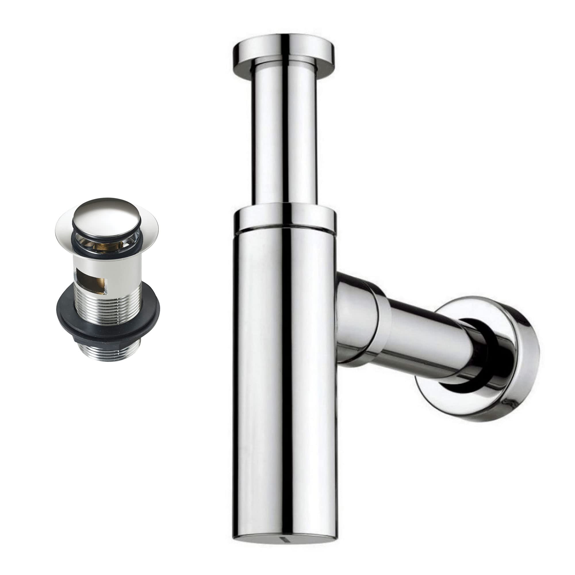 The Home Store Minimalist Chrome Modern Brass Bottle Trap Waste Bathroom Basin Sink Waste 11/4" 32Mm