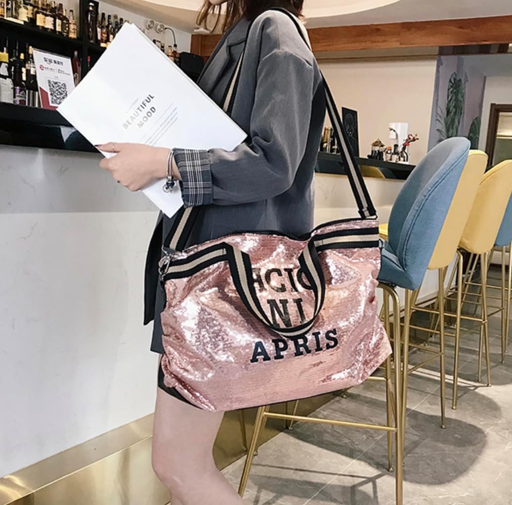 Tote Bag for Women Sequins Crossbody Shoulder Bag Large Messenger Bag Trendy Travel Tote Gym Bag Shopping Bag