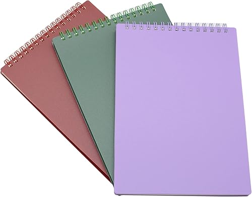 Yansanido Cuaderno de espiral encuadernado superior, 3 unidades, 3 colores, tamaño A5, papel de cuadrícula de plástico grueso, 80 hojas (160