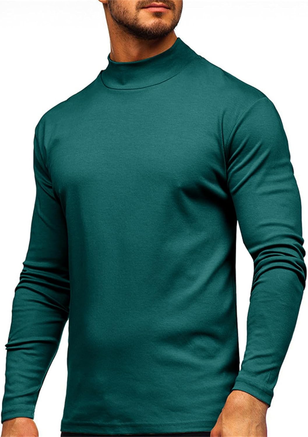 Herren Rollkragen Pullover Slim Fit - Langarm Basic Aus Stretch-Material Für Herbst & Winter