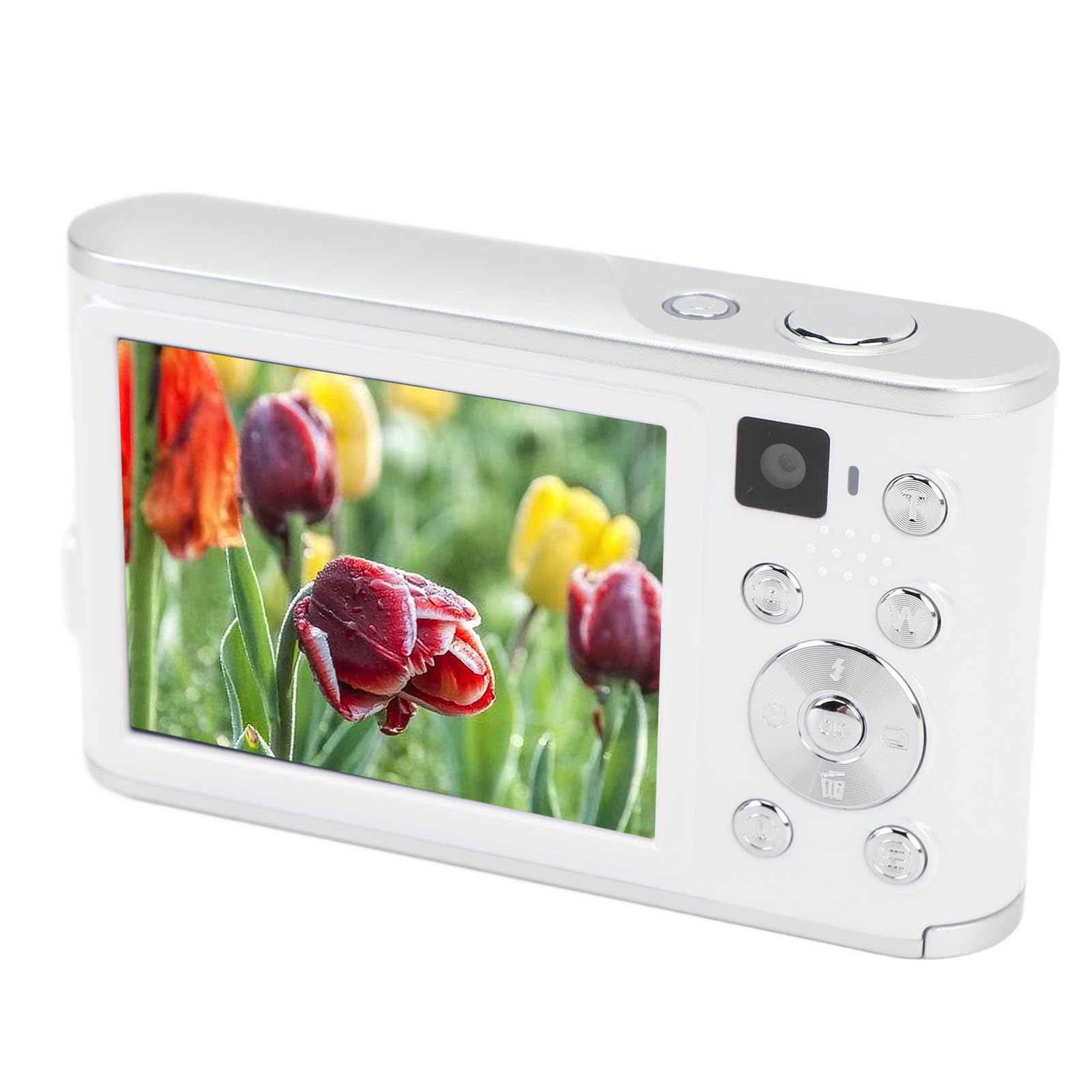 Aparat Cyfrowy, Ekran IPS 2,8 Cala, Aparat Cyfrowy 48 MP, Aparat do Vlogowania z 16-krotnym Zoomem Cyfrowym dla Początkujących Nastolatków (WHITE)