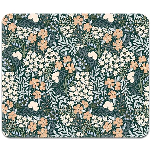 Image of FROGIGO Mouse Pad with Stitched Edges - Cute Floral Mousepad for Women, 9.25 x 7.75 inch Washable Square Desk Pad, Non-Slip Rubber Base, Office Home Laptop Accessories - Vintage Garden