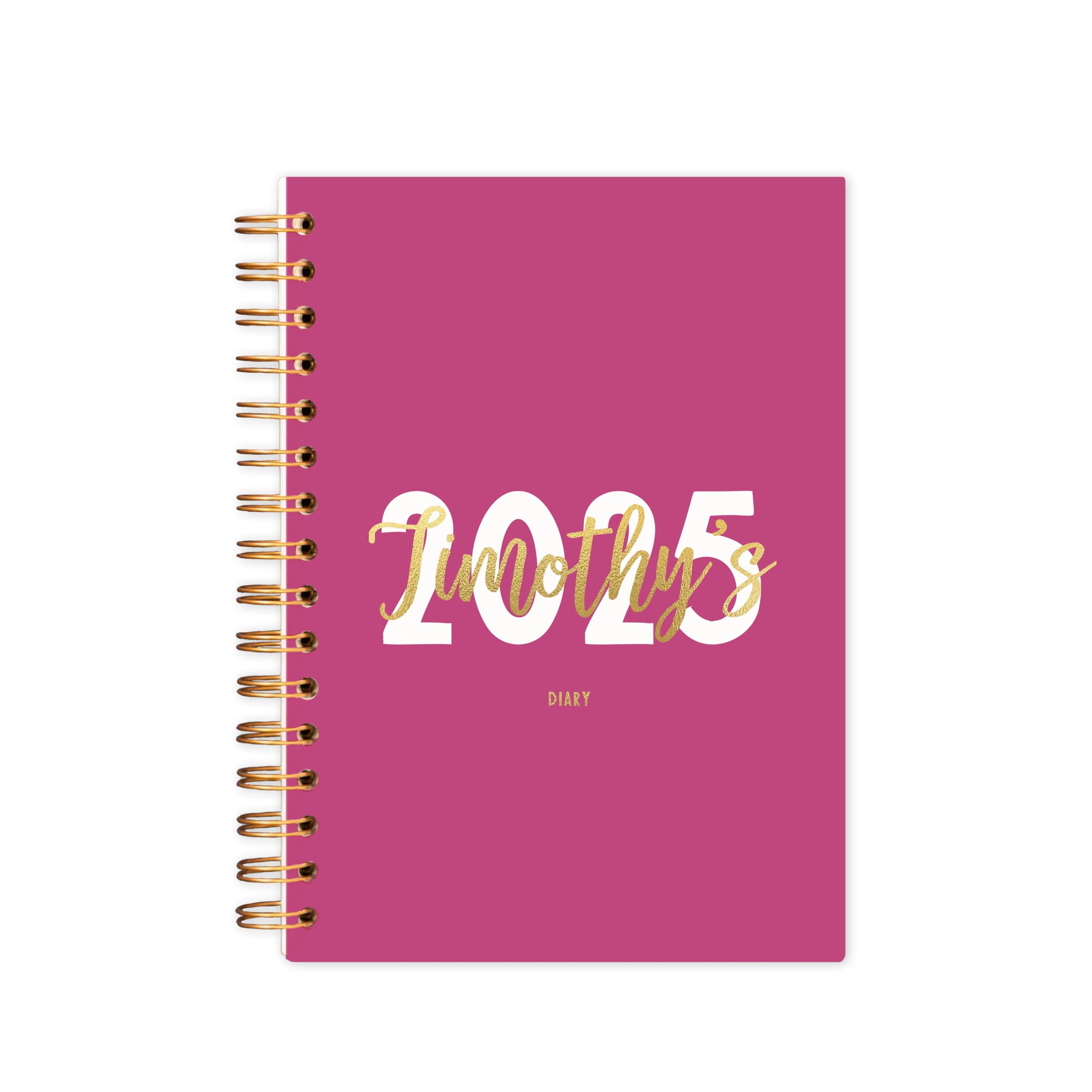 Manta Makes personalised diary 2026 year | week to view gold and navy - green - sage - cerise - pink - lilac | A4 hardback A5 softback | planner 2026 (Cerise, A5 Hardback)