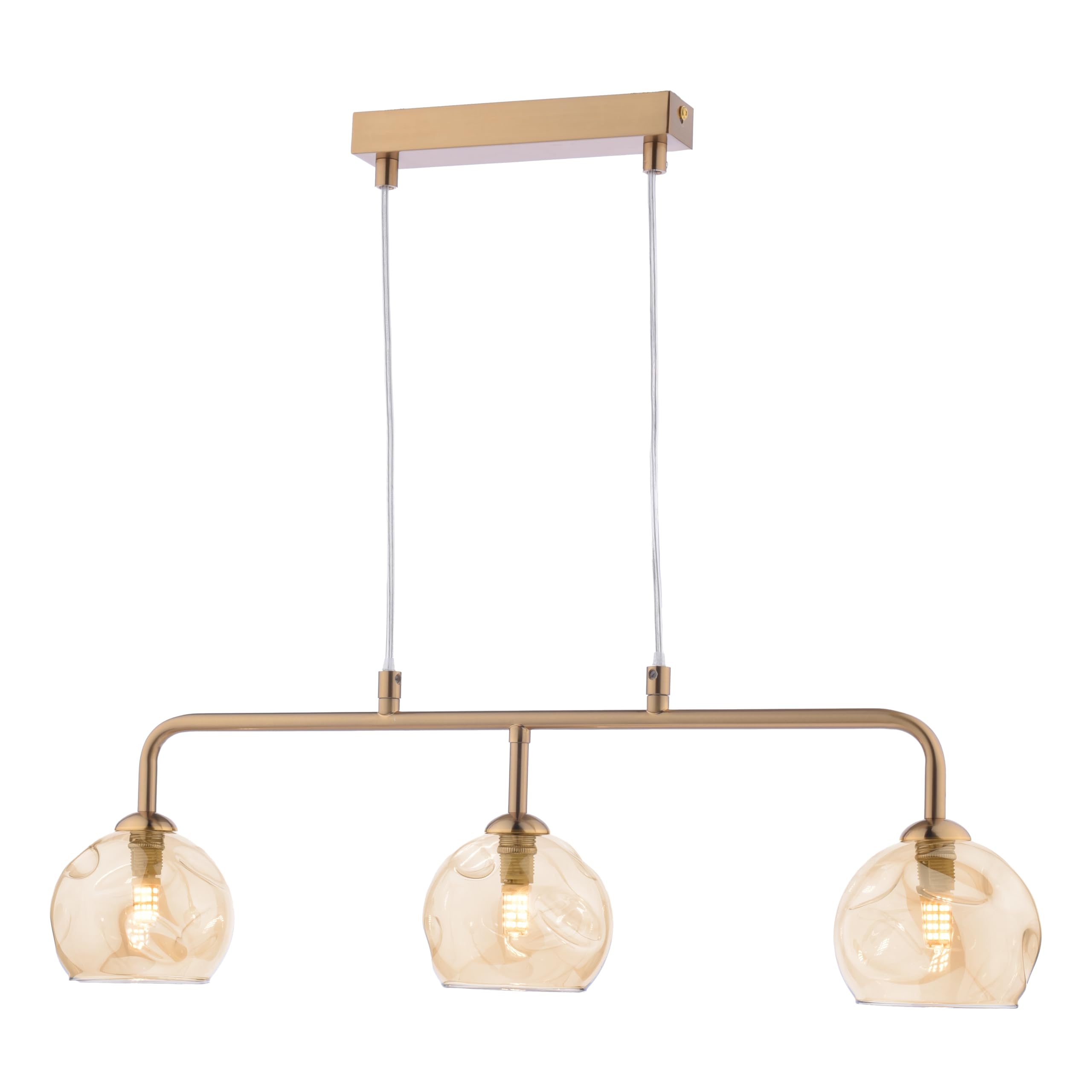 The Lighting Studio Feya 3 Light Bar Pendant Antique Bronze With Organic Amber Glass from B&Q