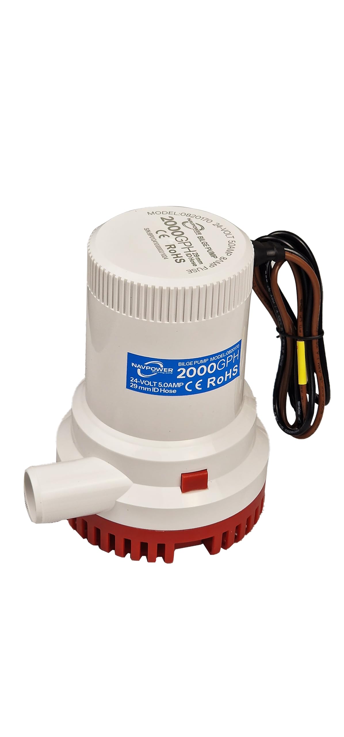 NAVPOWER Pompa di Sentina 24V | 1500 GPH / 2000 GPH – Potente, Affidabile e Sicura per Barche, Yacht e Applicazioni Nautiche (2000 GPH)