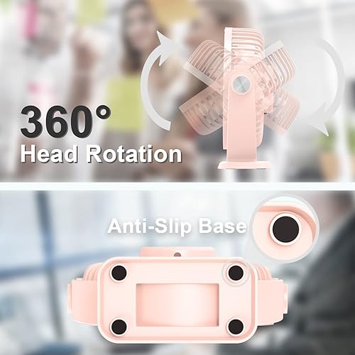Miniatura 6 de TriPole Mini ventilador de escritorio alimentado por USB, ventilador portátil de 3 velocidades, fuerte flujo de aire, ventilador pequeño de rotación