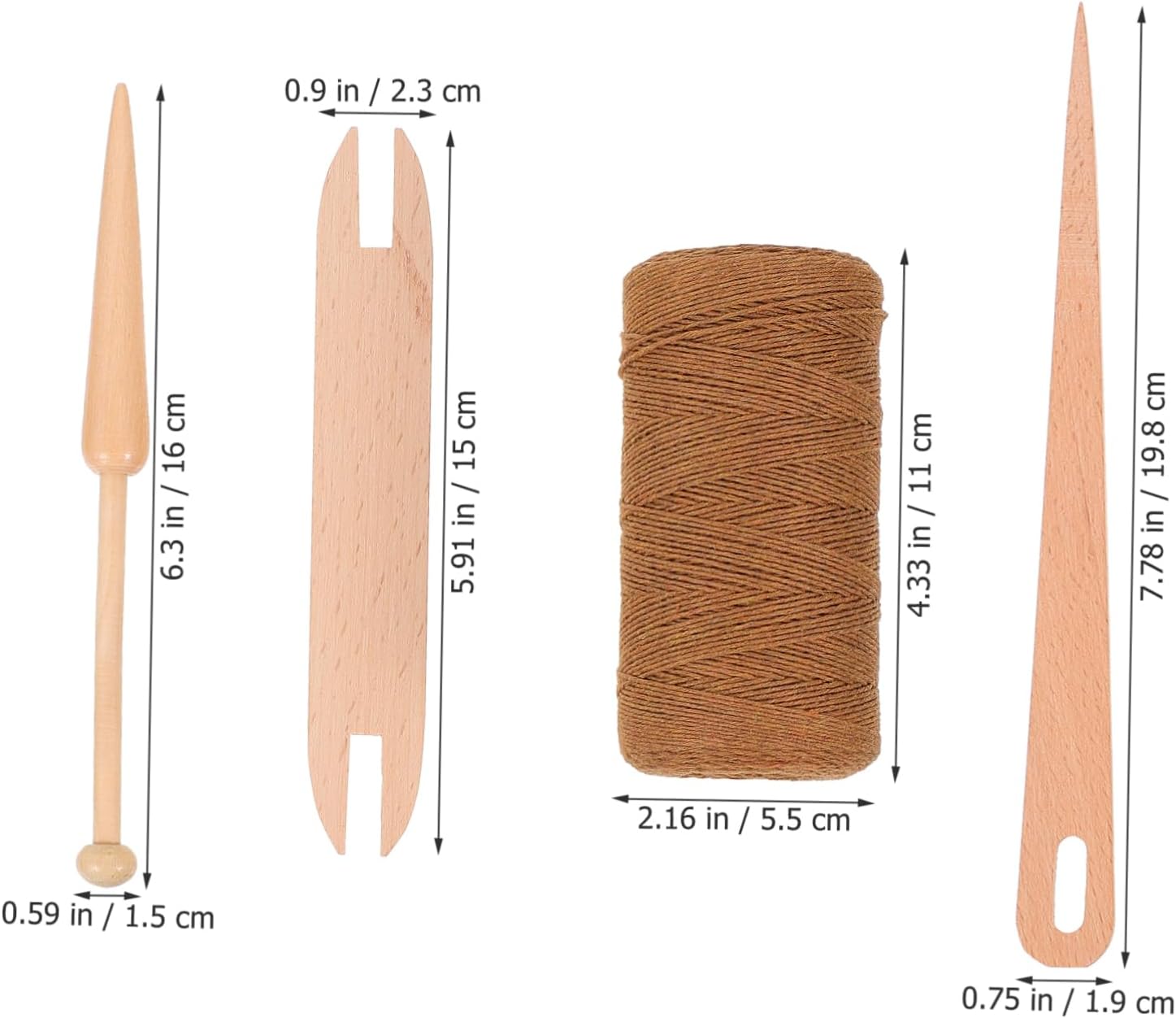 LOLIPPYY DIY Handcrafts Cotton Yarn Weaving Tool Set Wooden Knitting Needles for Crafts 6-Piece Crochet Kit Shuttles for Beginners and Experienced