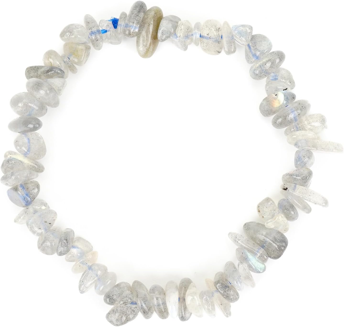 Bracelet for Women & Men- Natural Gemstone Raw Beads Stretch Bracelet, Irregular Chips Healing Crystal Jewelry. Anxiety Relief for Stress & Negative Energy Protection. Labradorite.