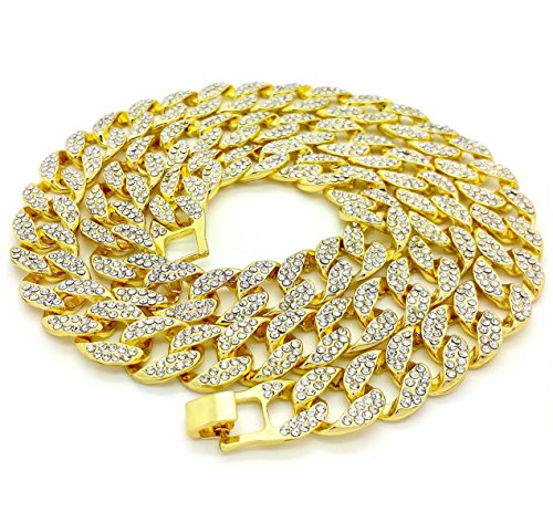 Shiny Jewelers USA Mens Iced Out Hip Hop Gold Tone CZ Miami Cuban Link Chain 8