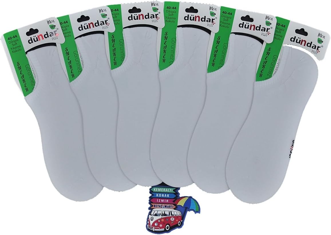 Men's Sneaker Socks 6-Pair Seamless White Size 40-44 - White, 40-44