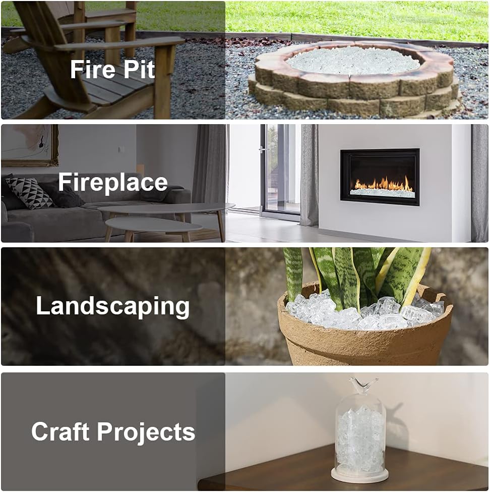 Stanbroil 10-Pound Fire Glass - 1/2 inch Tempered Fire Glass for Fireplace Fire Pit, High Luster Platinum