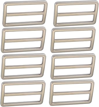 Flat Metal Slide Buckle Belt Adjuster Sliders Tri Glide Strap Hardware Clasp 8 Pack Silver, 1 Inch