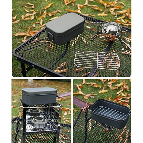 Spyminnpoo Camping Bento Box.aluminum Lunch Box Folding Handle Portable Stainless Steel Light Weight Cooking Bento Box For Outdoor Picnic (Natural Color Aluminum 800Ml With Skirt) #TOP3