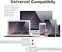 Vista 5 de Paquete de 3 cables de carga para iPhone [certificado Mfi] de 10 pies de nailon trenzado; cable de carga USB de alta velocidad compatible con iPhone