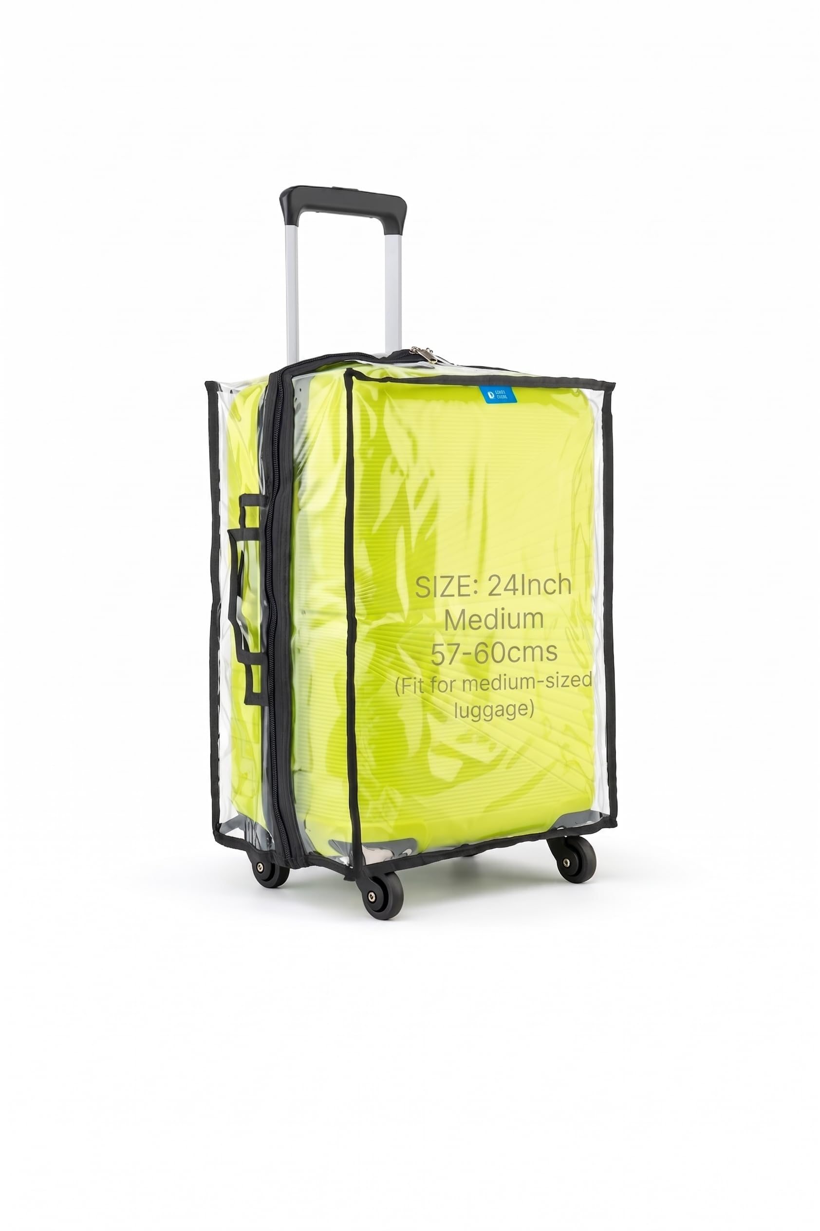 Waterproof PVC Luggage Trolley Cover with Zipper | Dust-Proof Transparent Suitcase Protector | Hard Luggage 24" | Fits 60 cm - Black (60 x 29 x 44)-image-42