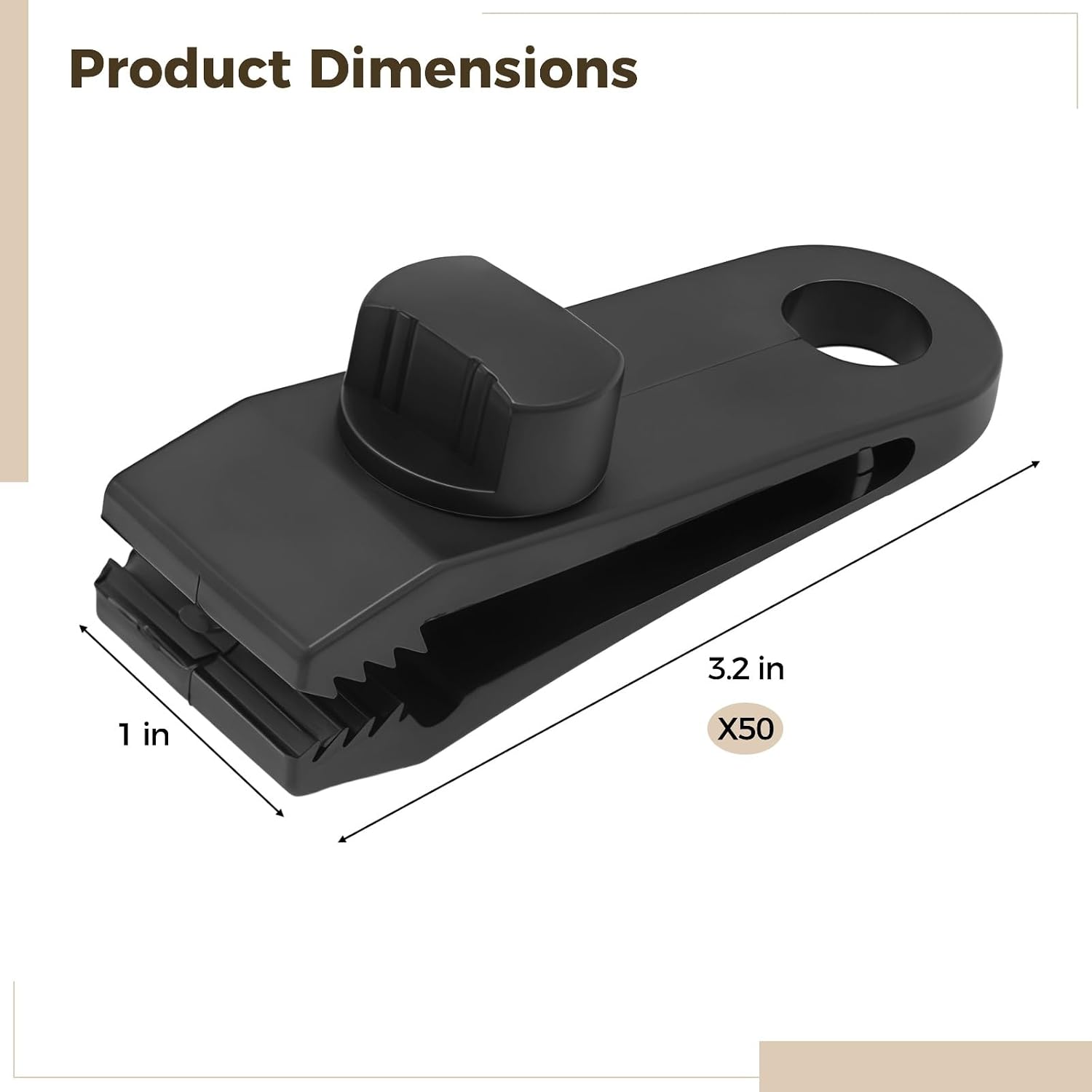 50 Pcs Heavy Duty Tarp Clips, 3.2 in Tent Clip with Strong Wind Lock Grip, Thumb Screw, Tarp Clamps for Tarps, Boat Covers, Awnings and Camping