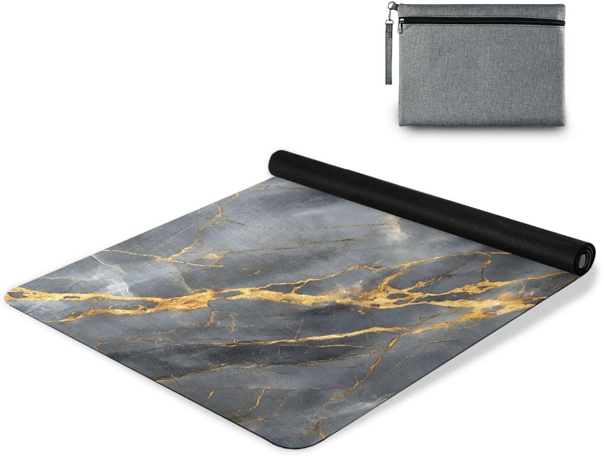 ALAZA Gold Black Marble Yoga Mat Non Slip Fitness Exercise Mat, Workout Mat for Yoga, Pilates and Floor Exercises