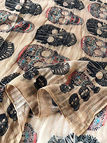 Gerinly DDLJ5040 Sugar Skull Scarf For Women Lightweight Cotton Bufanda Scarfs Large Wrap Headscarves For Halloween Outfit thumb #8