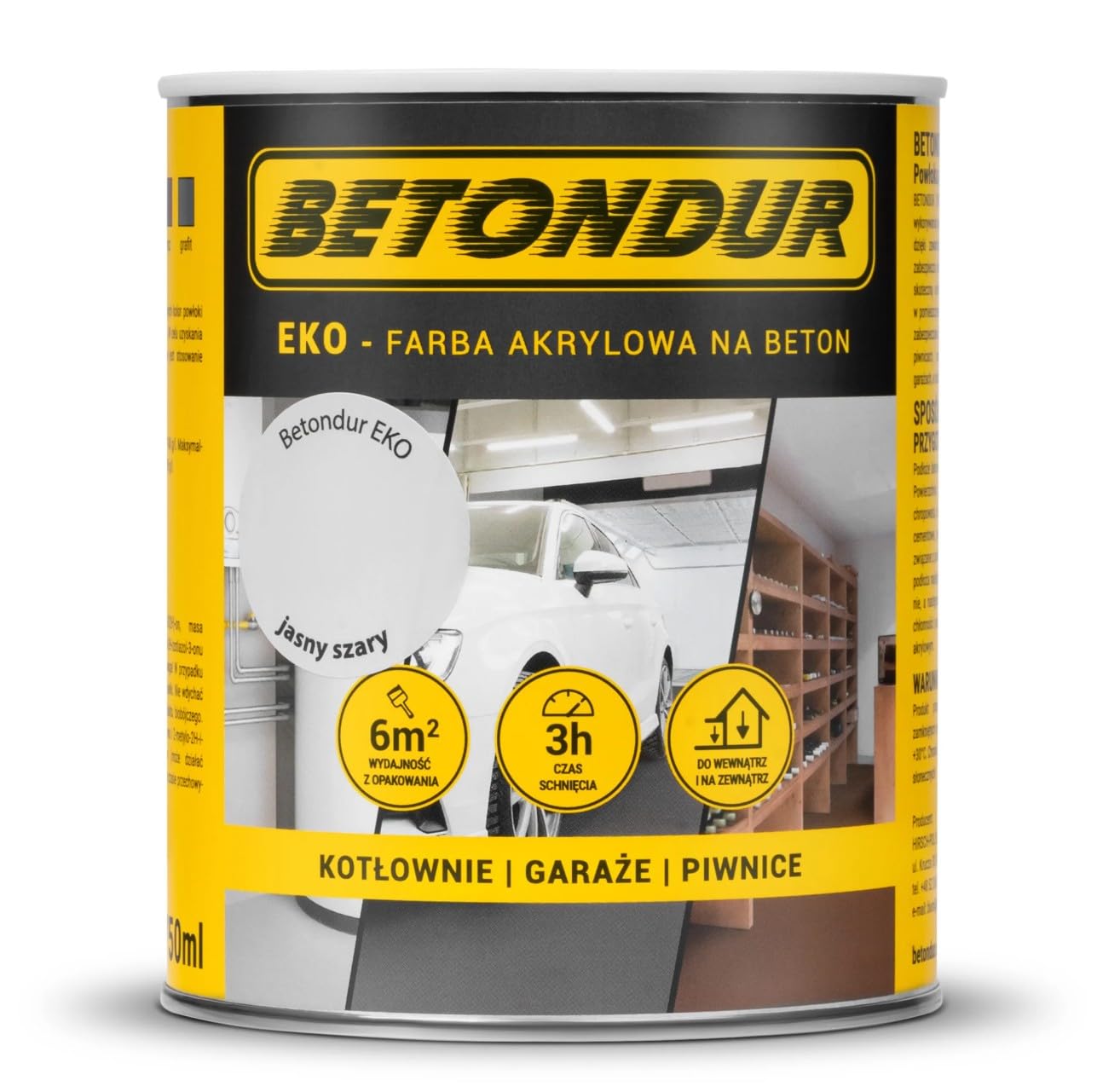 EKO – Ekologiczna farba do betonu 0,75L – Jasnoszara – Akrylowa powłoka ochronna do wnętrz i na zewnątrz – odporna na ścieranie i warunki atmosferyczne – wiąże pył