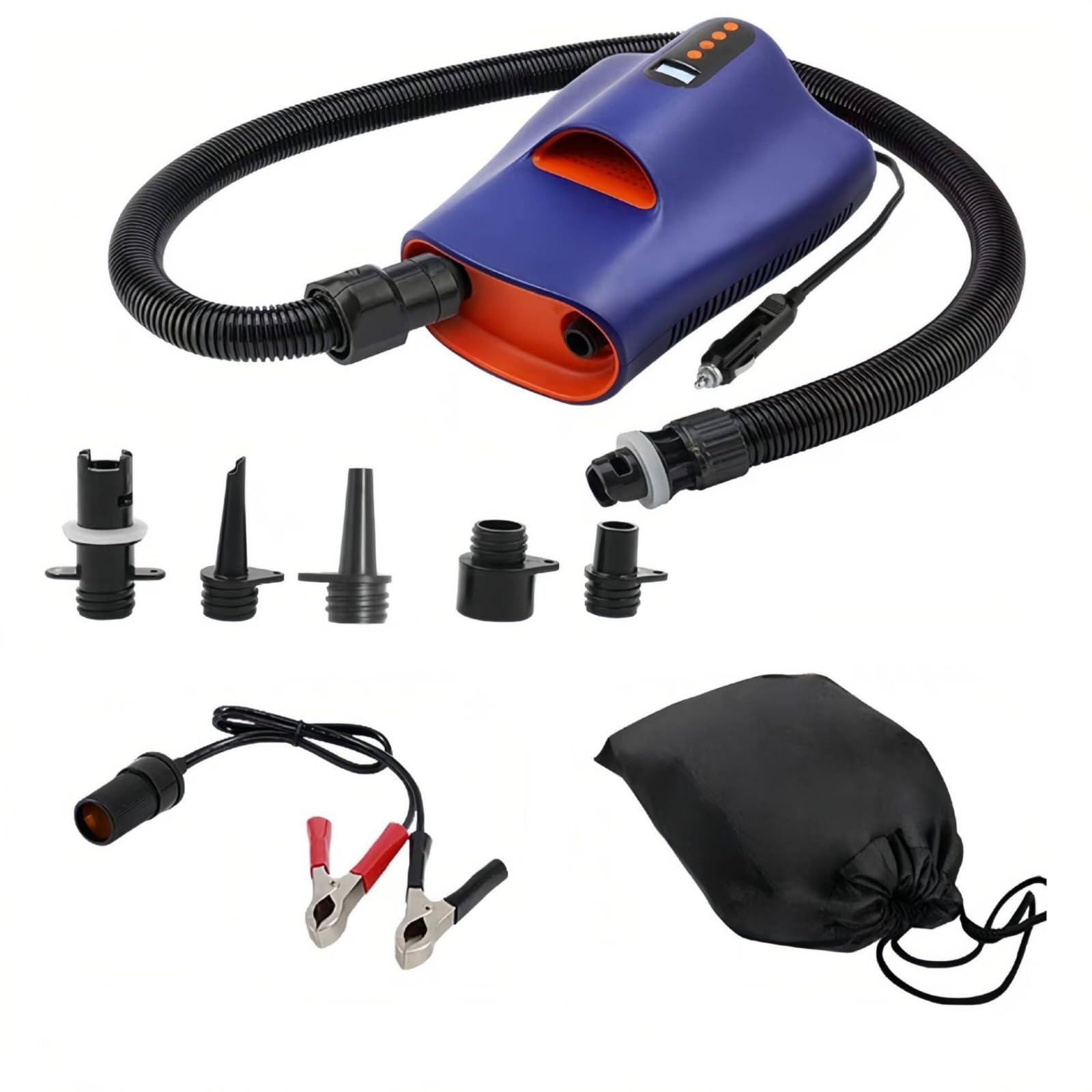 Pompe à Air Électrique Gonfleur Compresseur Gonflable Dégonfleur 12v Voiture avec Écran Numérique et Embouts Multiples en Plastique Adaptée aux, Modèle Amélioré HT-767-DPJ