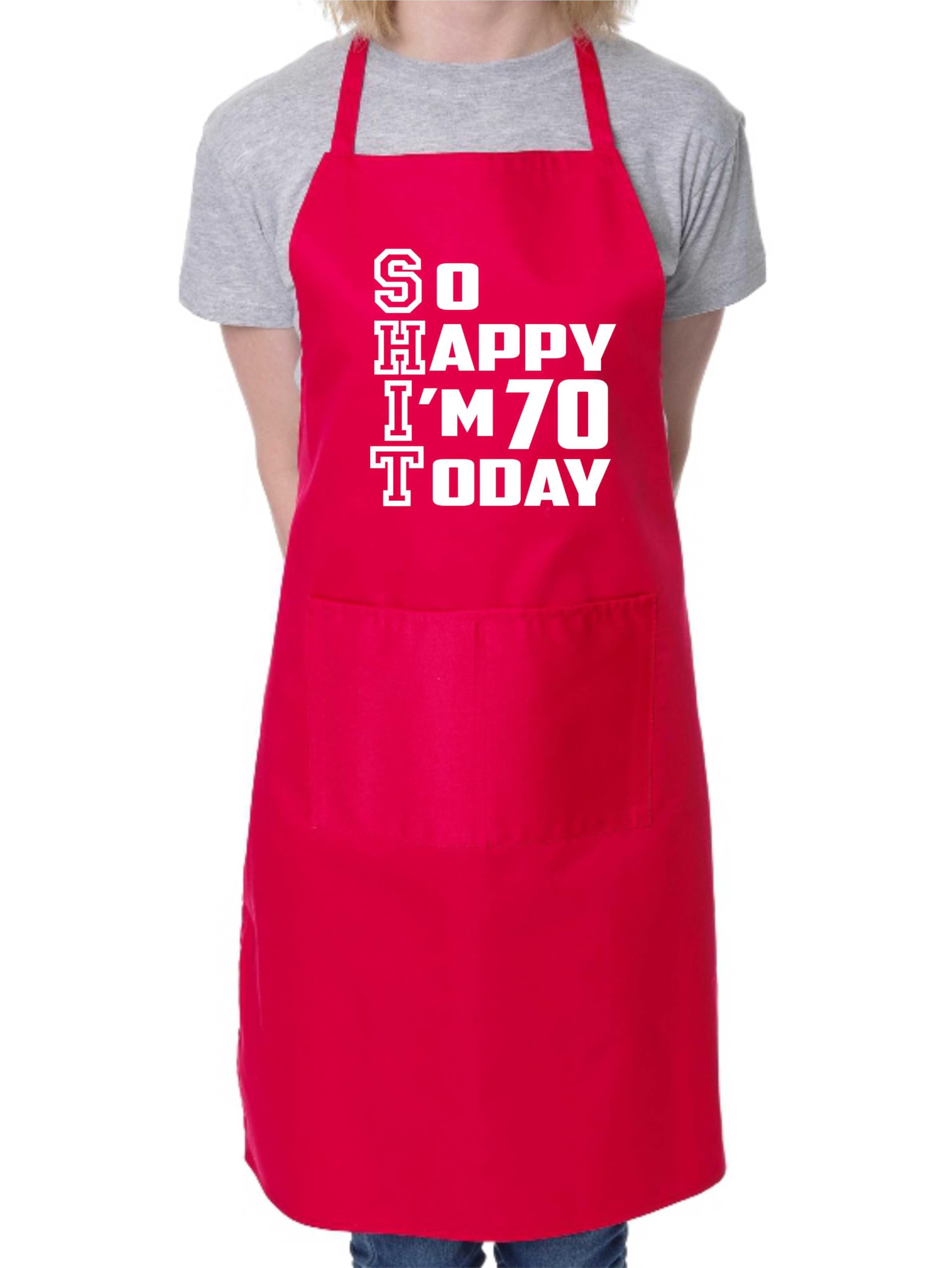 Print4u Unisex Red Apron Funny 70Th Birthday Gift For Men & Ladies Turning 70 Present