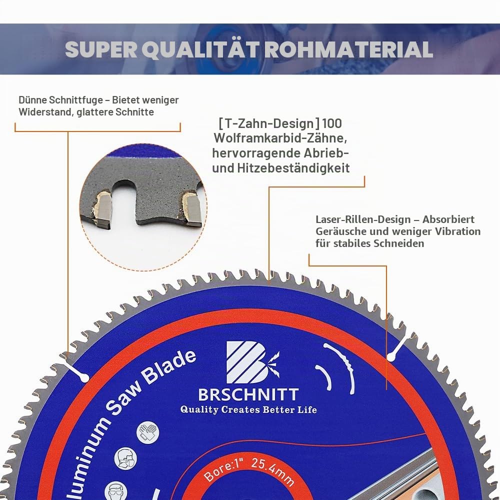 305MM 100Zähne TCG Metall Kreissägeblatt - Aluminium schneiden Kreissägeblatt für Aluminium Kunststoff und Nichteisenmetall 30/25.4MM Arbor