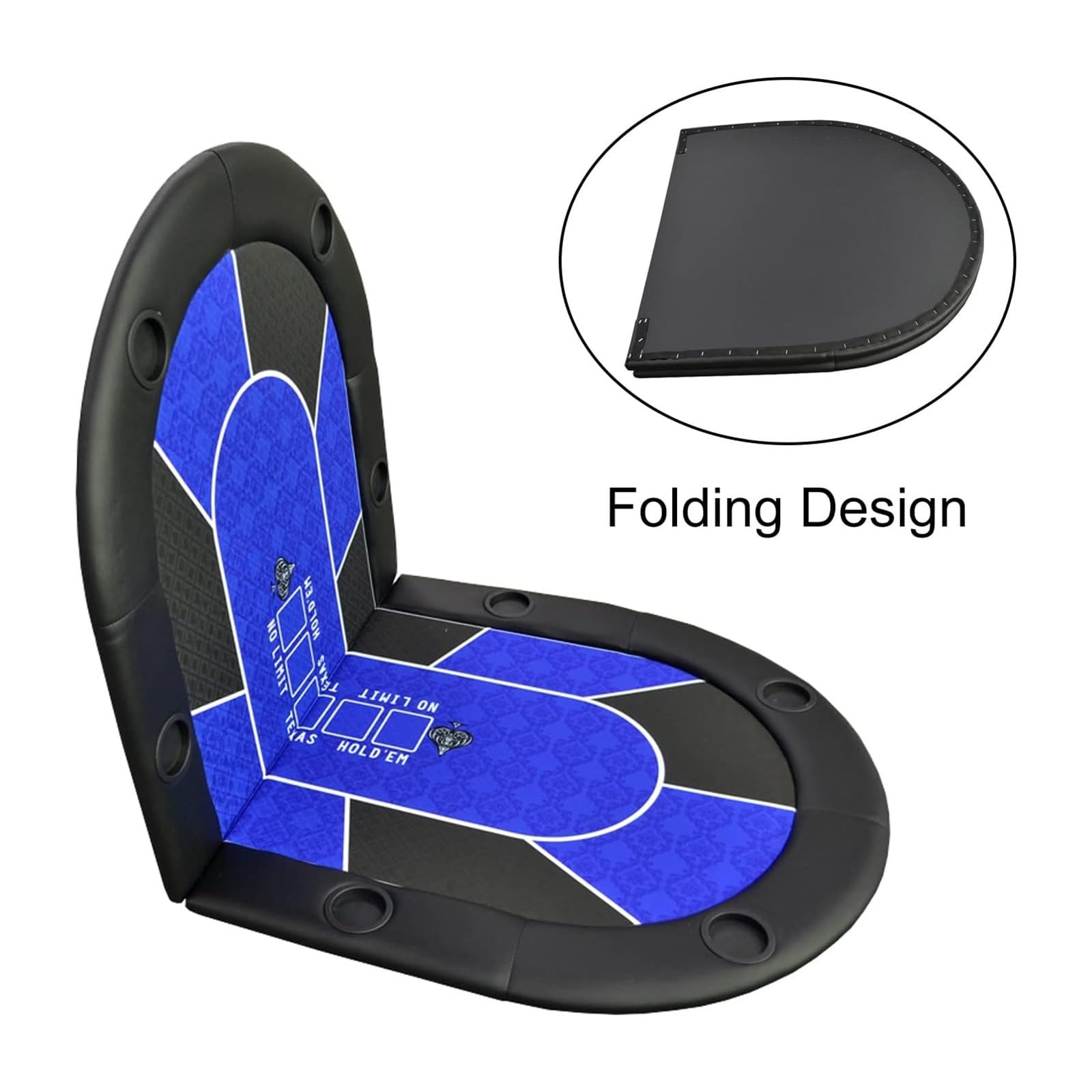 Tavolo da Poker Pieghevole Portatile, Tavolo da Poker Ovale Texas Hold'em con Borsa Oxford e 8 Portabicchieri, per Giochi da Casinò, Blackjack, Carte da Gioco e Dadi, Nessun Assemblaggio Richiesto ( S