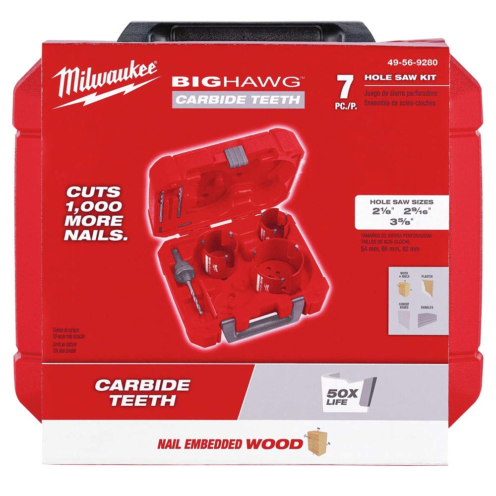 Milwaukee Big Hawg - Set di 7 seghe a tazza con denti in metallo duro