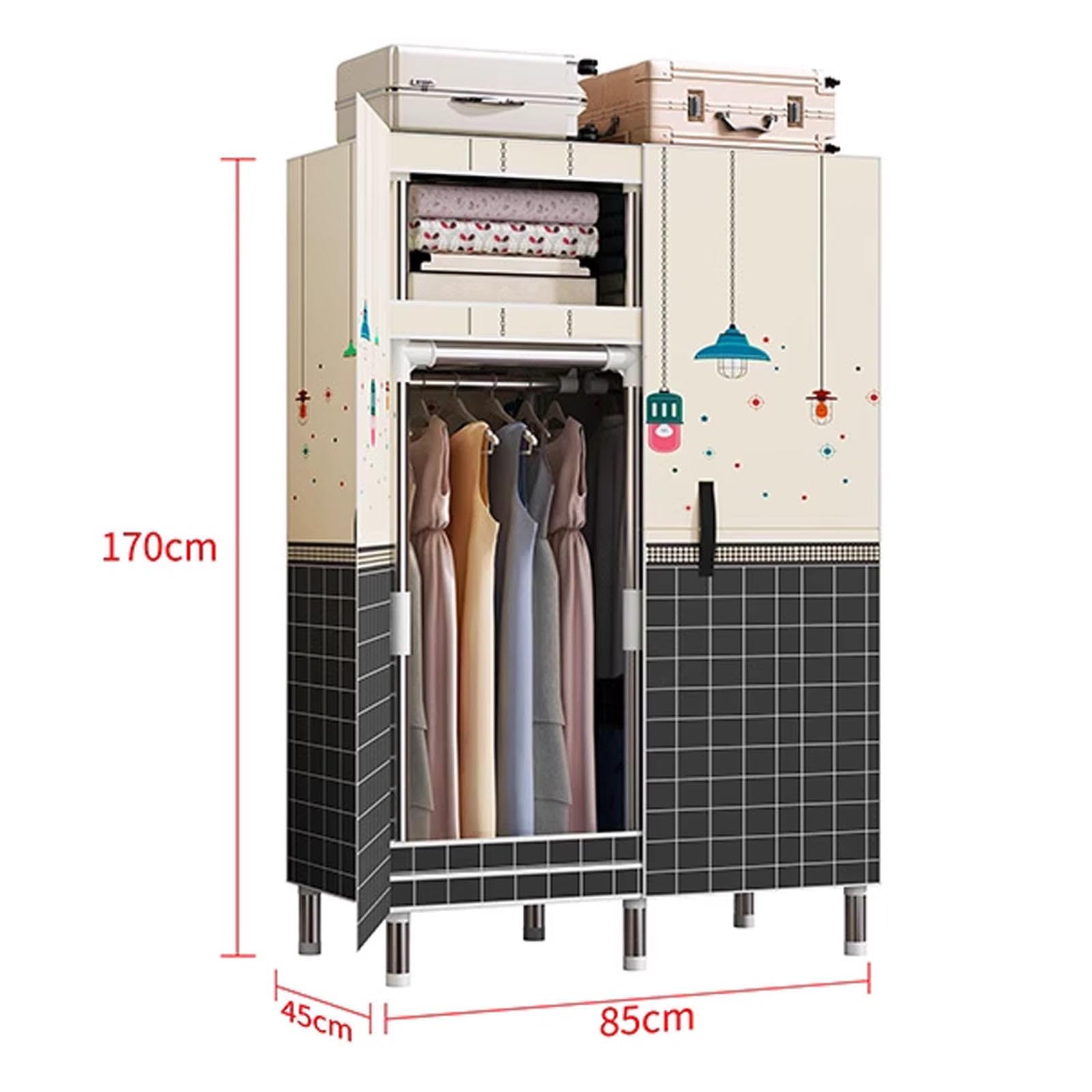 Kleiderschrank, tragbarer Kleiderschrank, Aufbewahrungsorganisator für Schlafzimmer, Kleiderschrank aus Segeltuch, Einfach zu montieren, A-85 x 45 x 170 cm